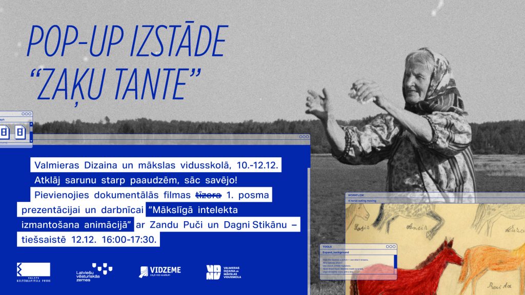 dokumentalas filmas zaku tante 1 posma prezentacija un darbnica maksliga intelekta izmantosana animacija