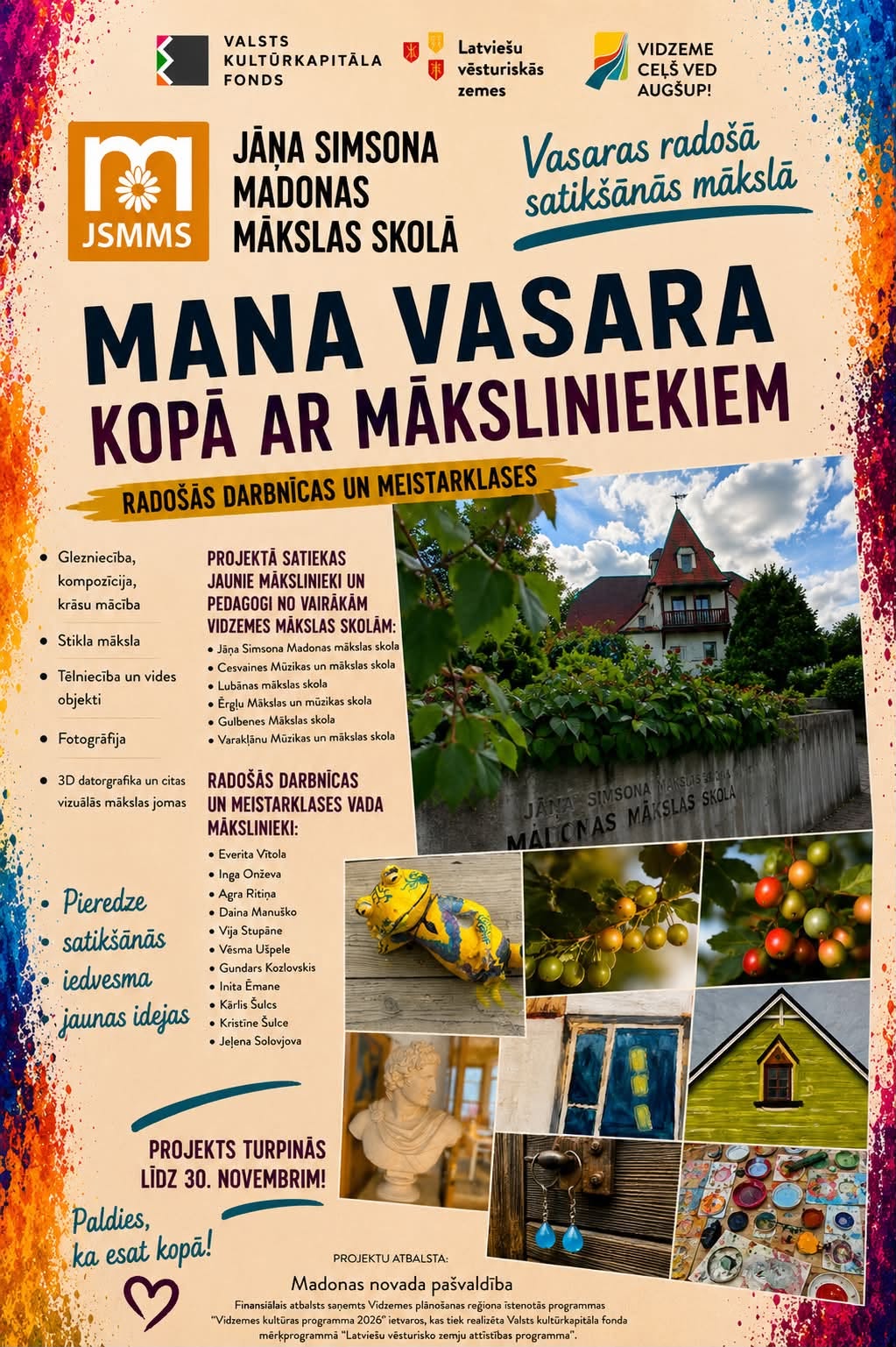madonas makslas skola turpinas radosais projekts mana vasara kopa ar maksliniekiem