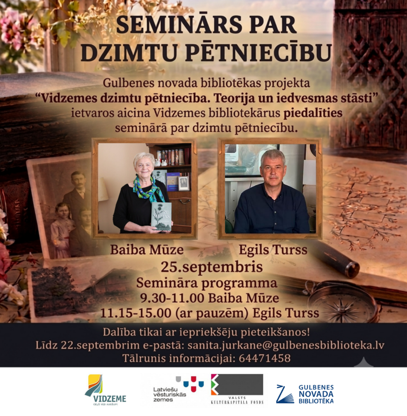 vidzemes bibliotekarus aicina uz seminaru par dzimtu petniecibu